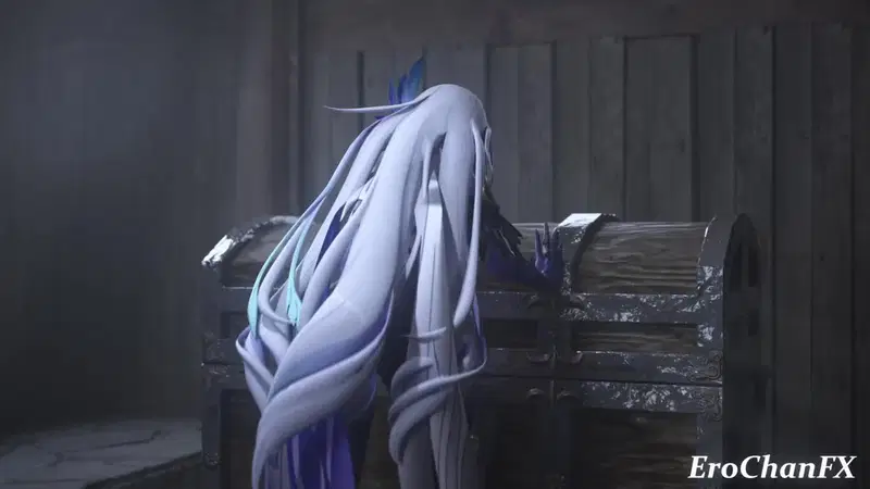 genshin skirk trapped and tentacled in a mimic
