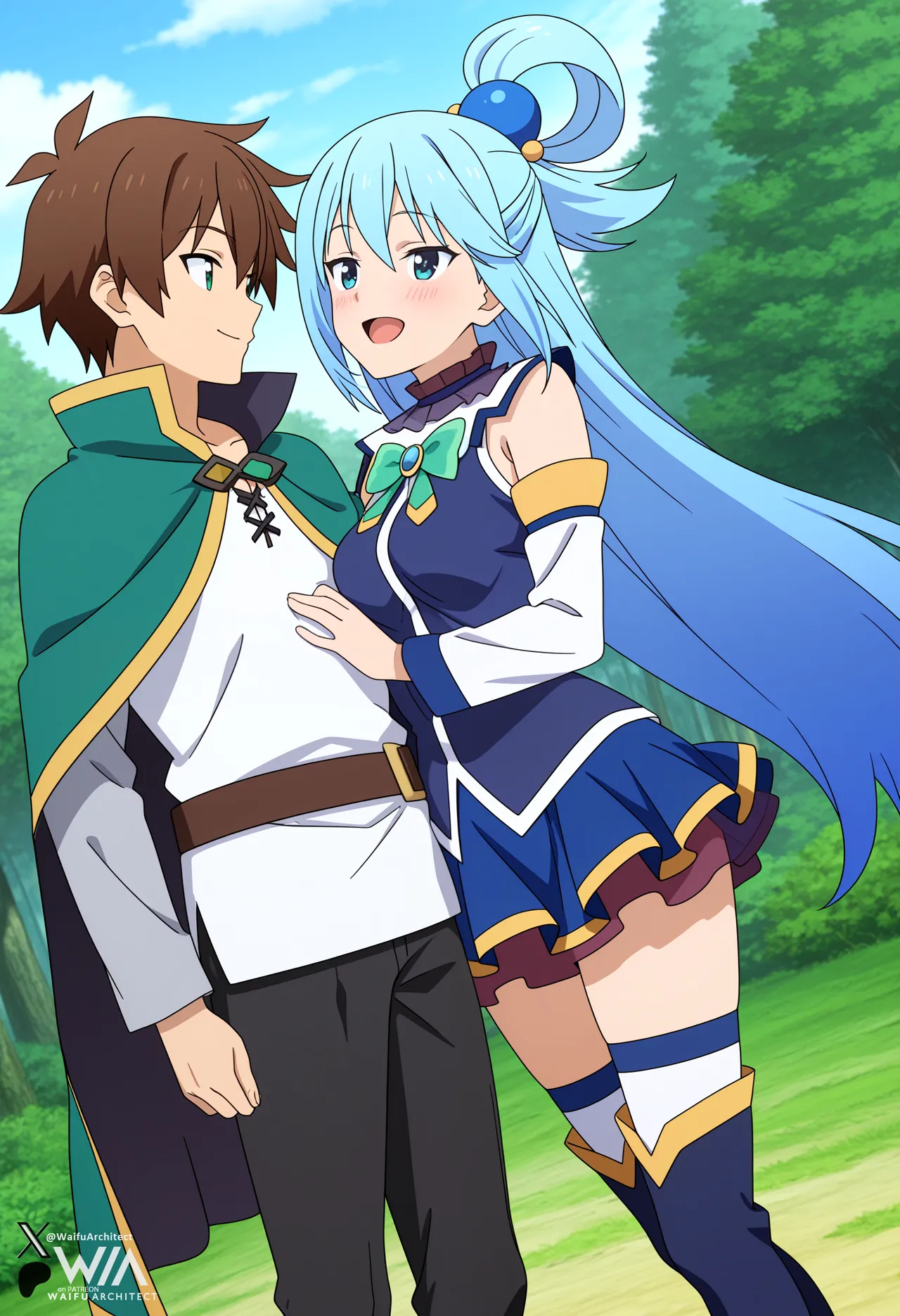 WaifuArchitect Aqua Kazuma Satou KonoSuba