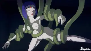 Teen Titans Beast Boy doble penetratres Raven con tentáculos y grandes pollas