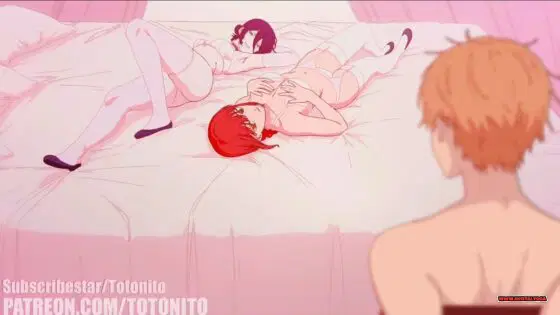 Reze x Makima Hot Lesbian Yuri Scissoring & Creampie 💦👅 (Totonito)